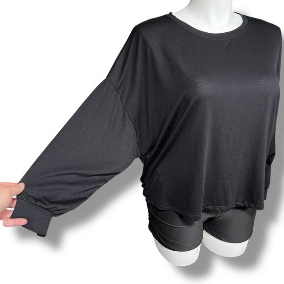 Old Navy Active Womens T Shirt Top Pullover Keyhole Back Long Sleeve Black XXL - Picture 3 of 9